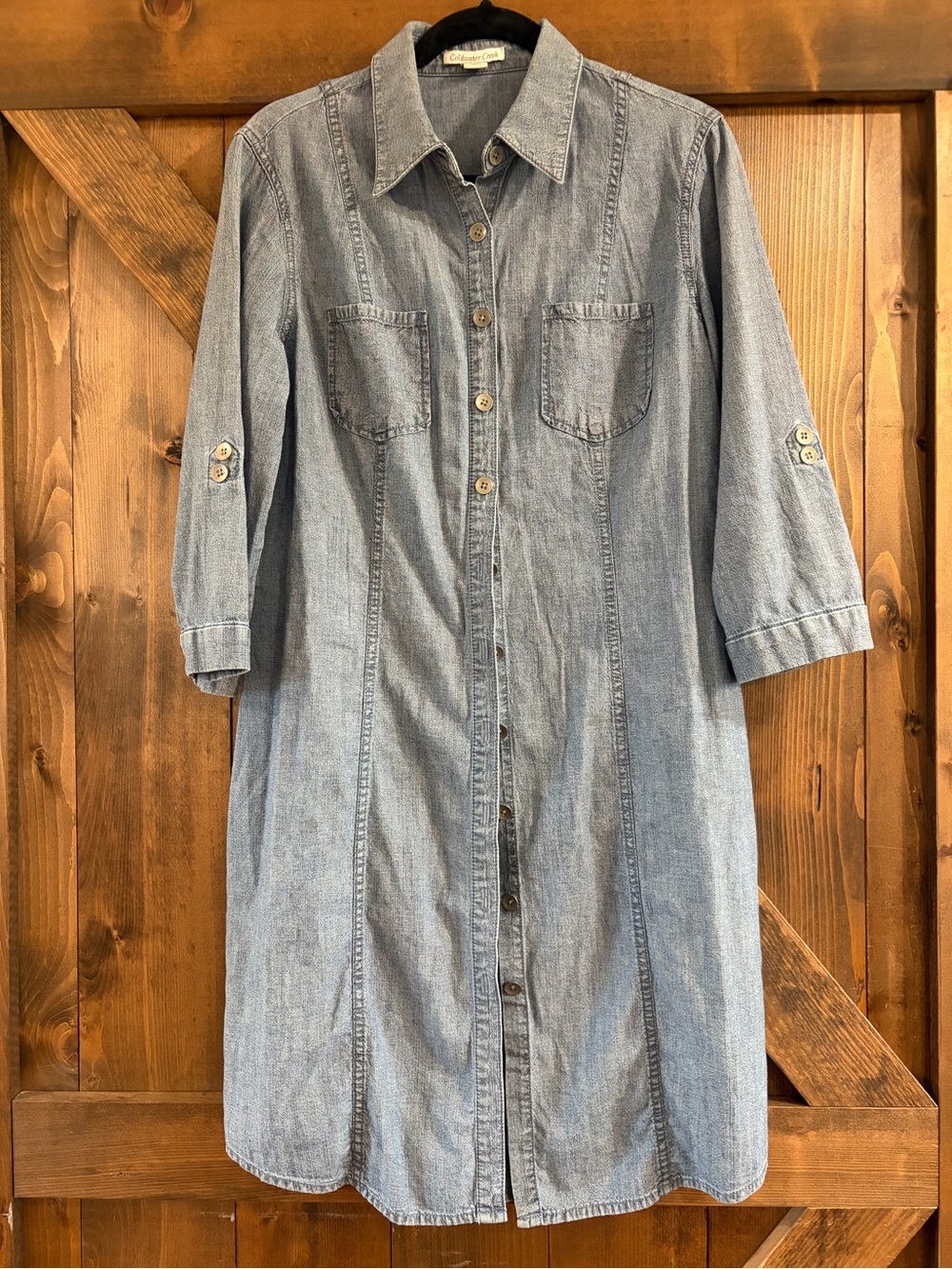 Coldwater Creek Light Blue Chambray Shirt Dress